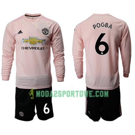 Koszulka Manchester United POGBA 6 Dziecięcy Wyjazdowe Stroje Piłkarskie 2018/19 Długi Rękaw